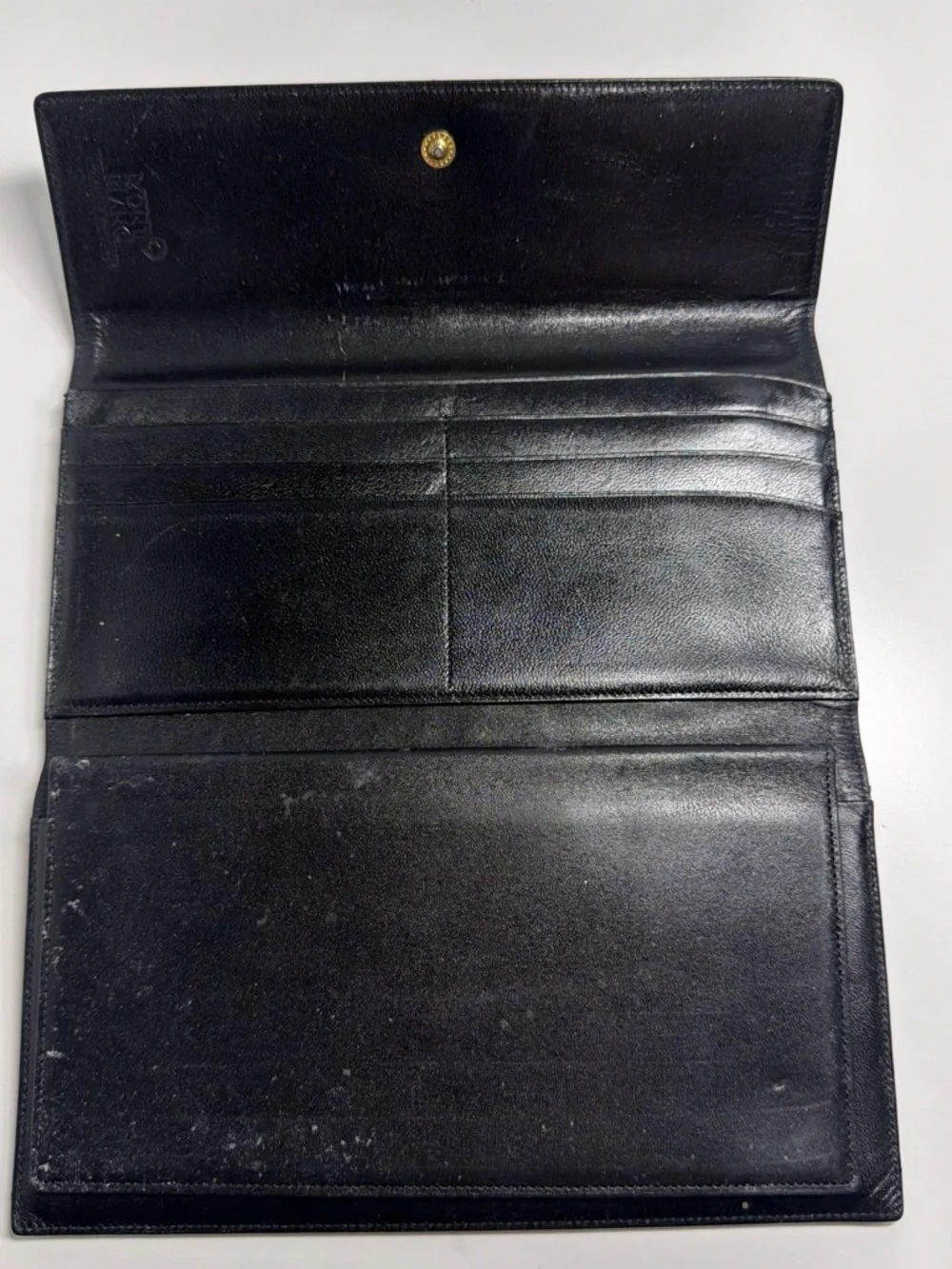 Mont Blanc Black Leather Continental Wallet with Star Emblem